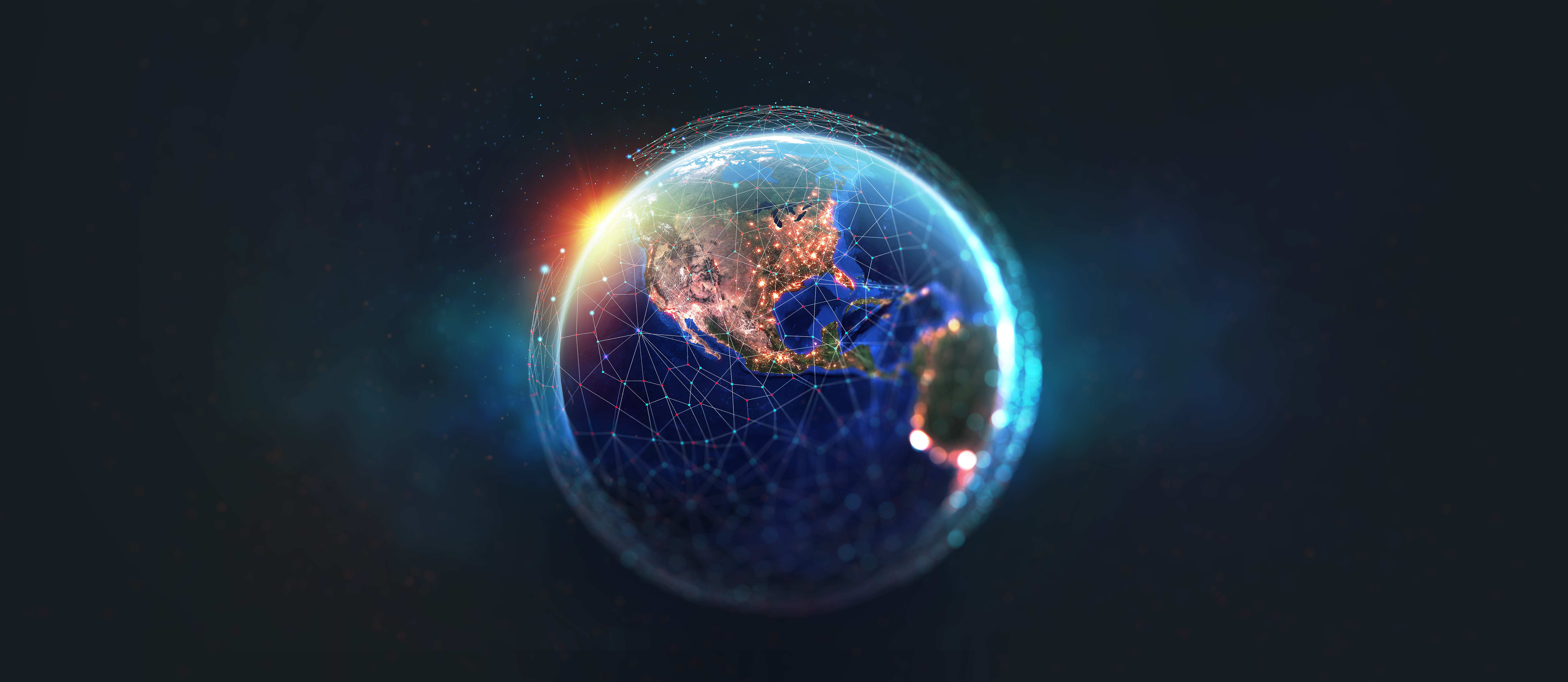 Earth shown from outer space with digital enhancements