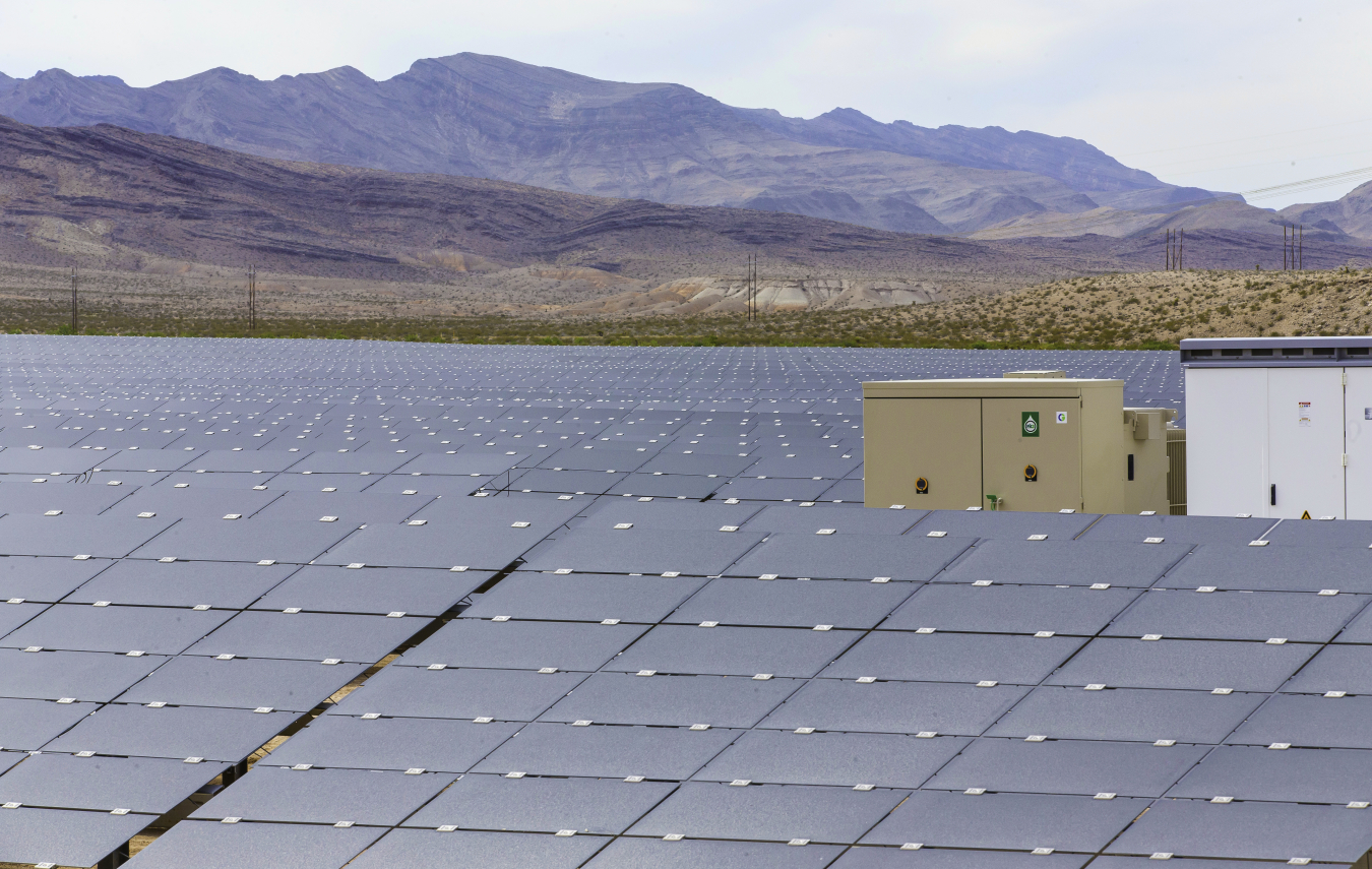 Solar installation with mountain backdrop